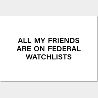 all my friends are on federal watchlists Posters and Art